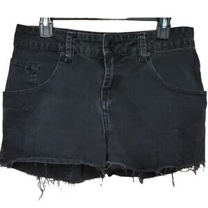 Sacada Black Denim Festival Grunge Punk Goth Cut Off High Rise Denim Shorts - 38
